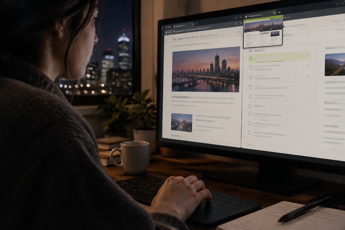 A user changes between an illustrative website tab and a shared task tab.